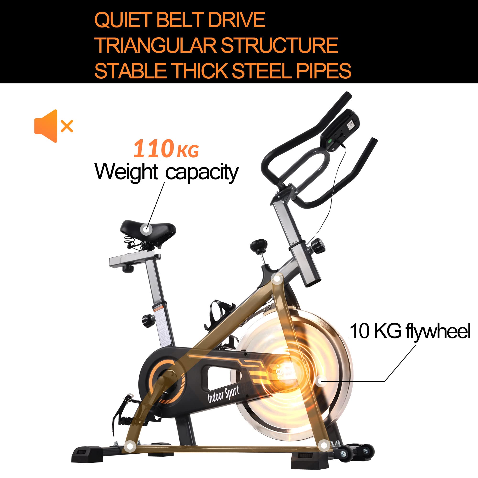 SADALAK Cyclette per Cyclette da Interno, Comodo Cuscino del Sedile, Supporto con Monitor LCD per Bici da Allenamento Cardio Domestica
