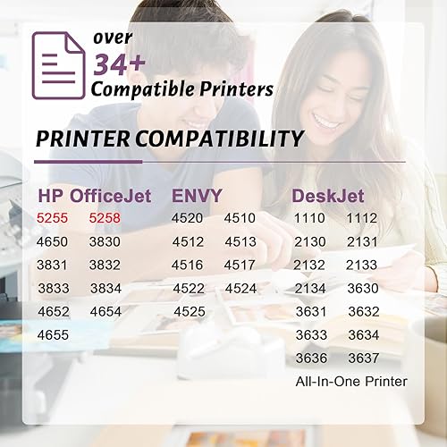 Miniatura 2 de Inktopia Cartucho de tinta remanufacturado de repuesto para HP 63 XL 63XL, uso con impresora HP OfficeJet 5255 5258 3830 3831 3832 Envy 4512 4516