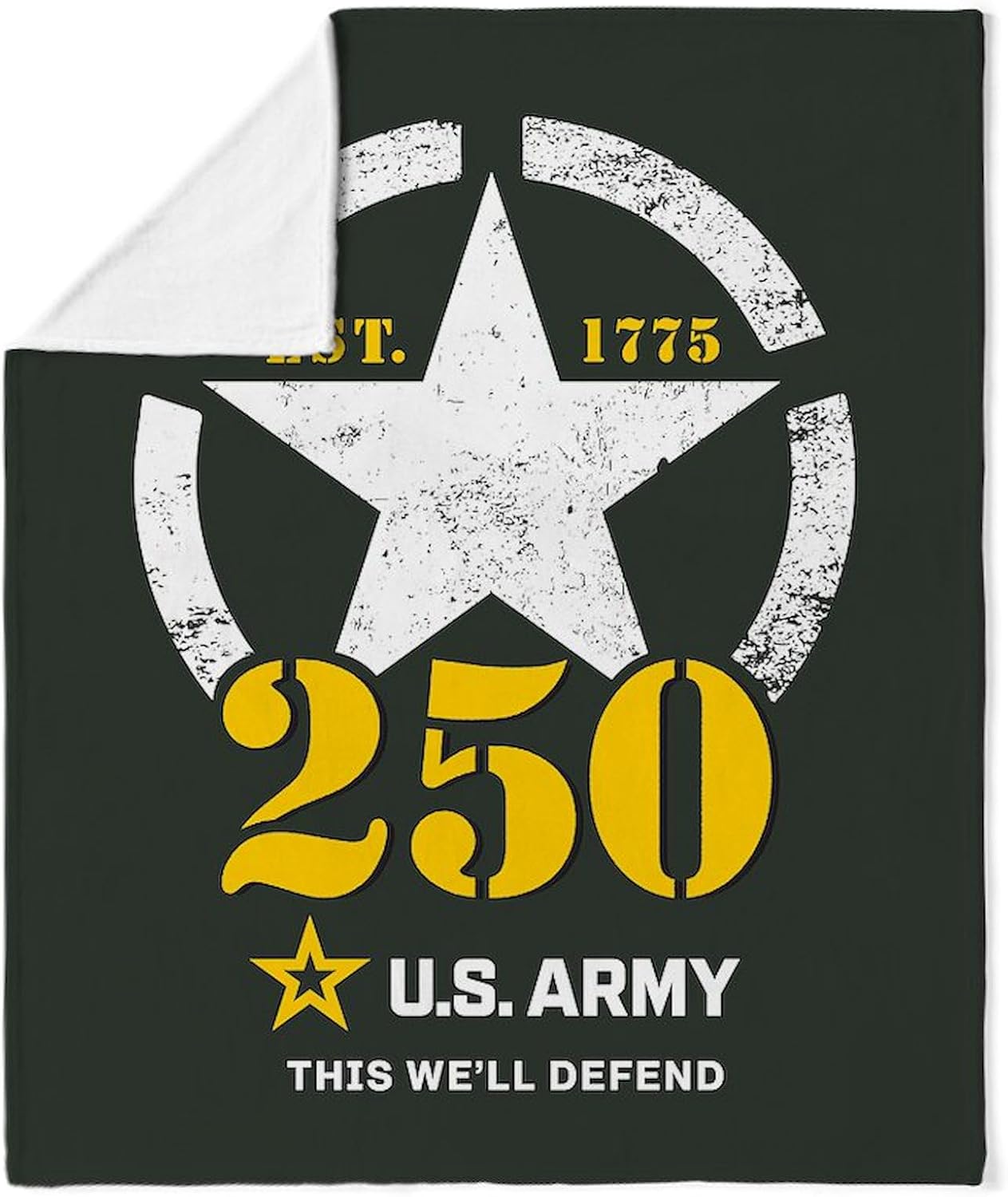 CafePress U.S. Army® Anniversary White and Gold Super Soft Fleece Plush Throw Blanket, 60"x50"