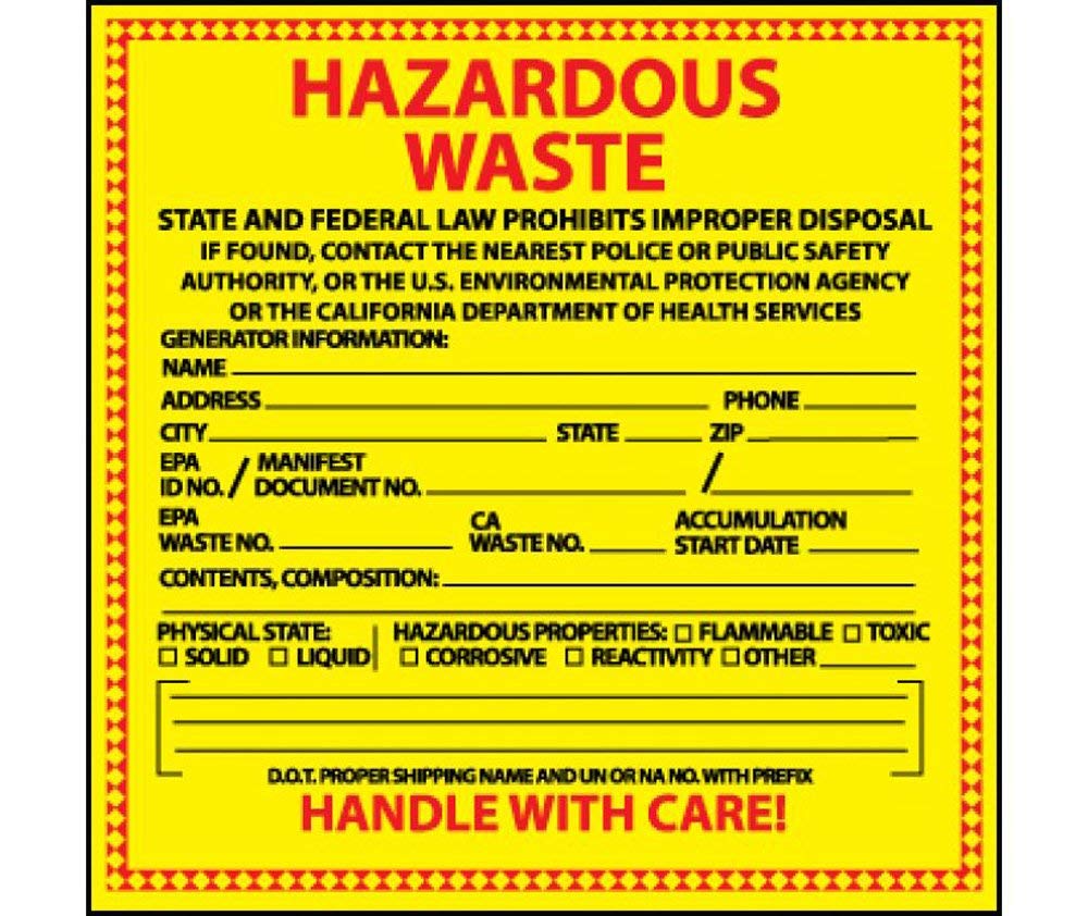 NMCHW16 Hazardous Waste - Federal Law PROHIBITS Improper Disposal Label - 6 in. Square PS Vinyl Hazardous Waste Label