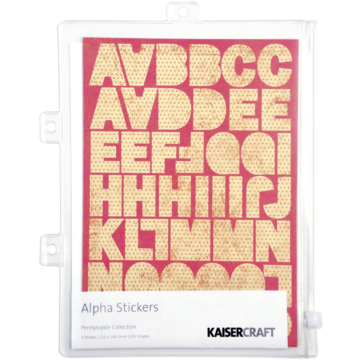 Kaisercraft Pennyroyale Alpha Stickers 8-1/4-Inch by 6-Inch Sheets 3/Binder Pocket-145 Pieces/Matches Chipboard CB108