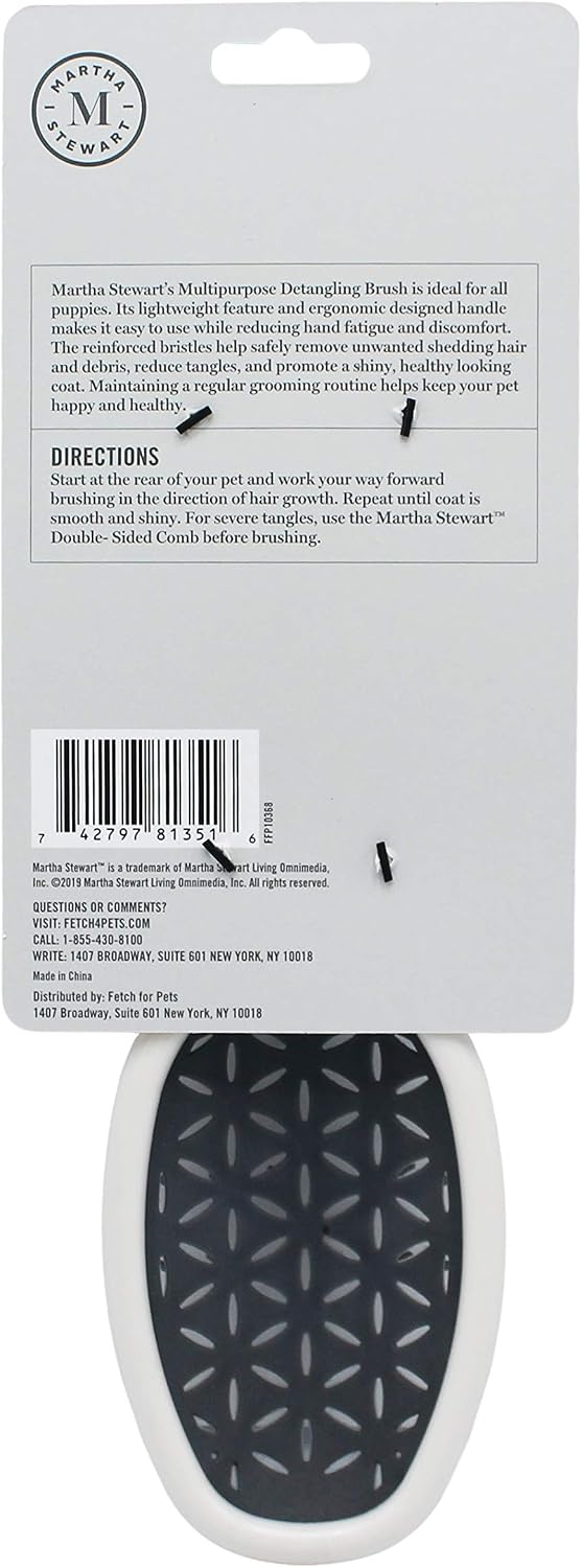 Martha Stewart Pets Detangling Dog Brush – Massage Bristle Brush For All Coat Types, With Adjustable Hand Strap