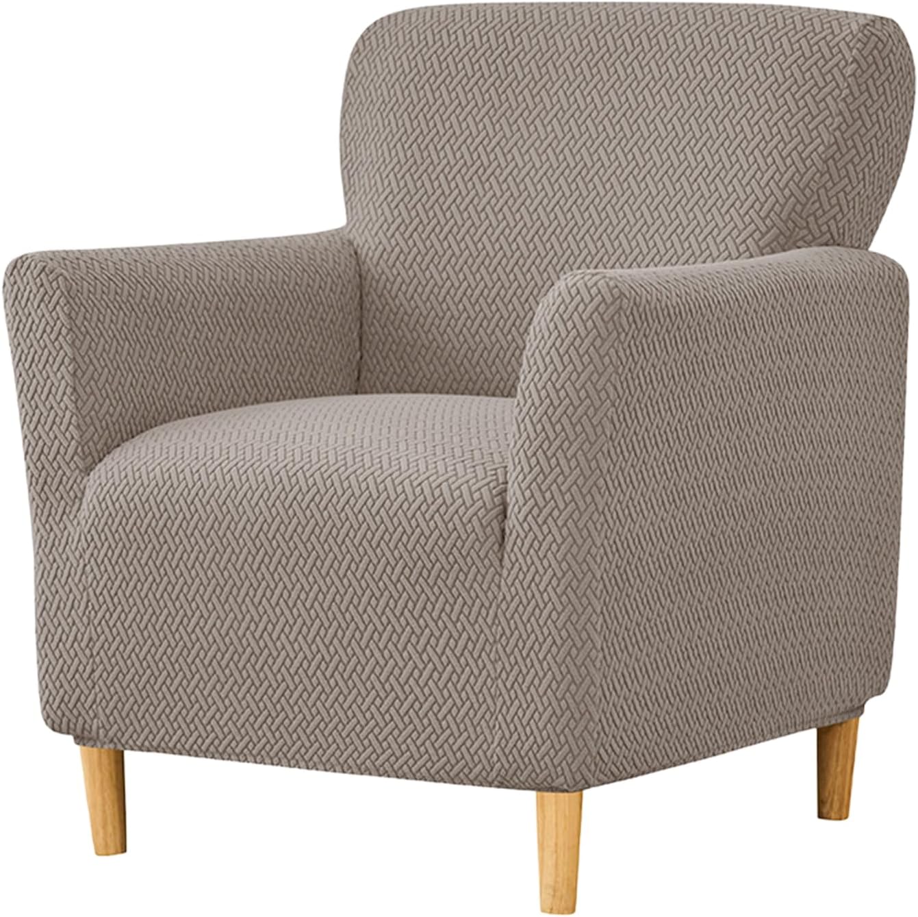 ストレッチアームチェアスリップカバー、ソファカバー1点、リビングルーム用家具プロテクター(ライトブラウン)