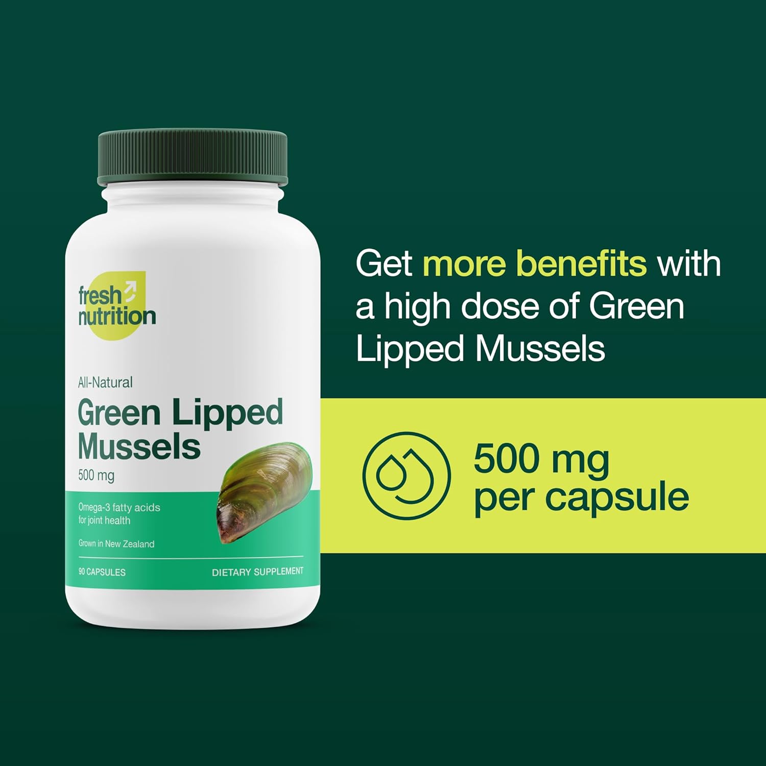 Green Lipped Mussel Capsules - Strongest DNA Verified from New Zealand - Perna Canaliculus Omega Supplement - May Promote Healthy Joints - 90 Capsules (Pack of 2)