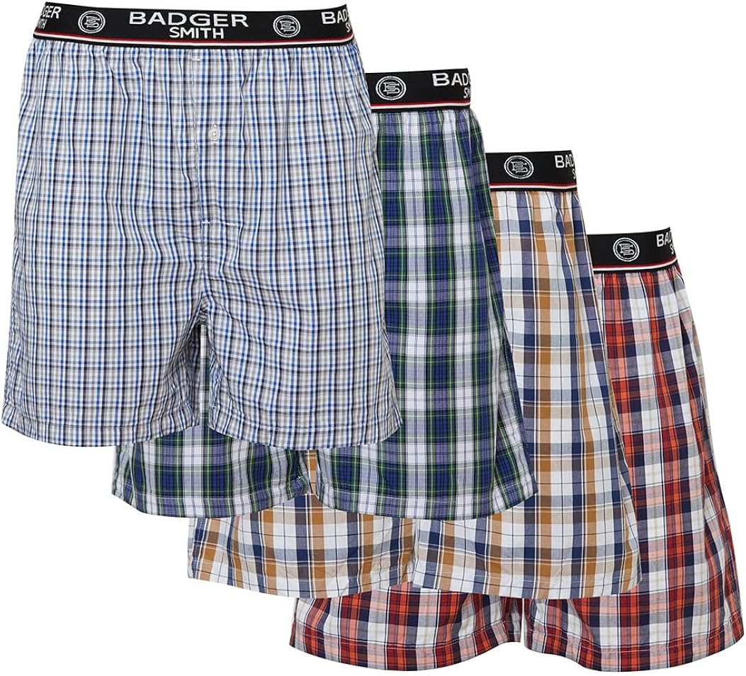 Badger Smith Boxers for Men - Men's Boxers Multi Pack 100% Cotton - Men's Underwear Boxer Briefs - Ultra Soft Boxer Shorts