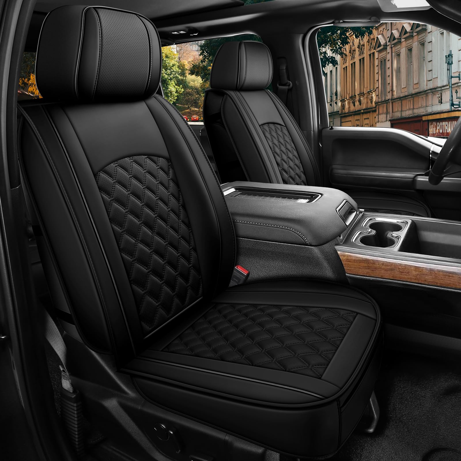 Sxikin Car Seat Covers Custom Fit for Chevrolet Silverado,Compatible with 2007-2025 GMC Sierra 1500 2500HD 3500HD Front Row Dual Seats in Black