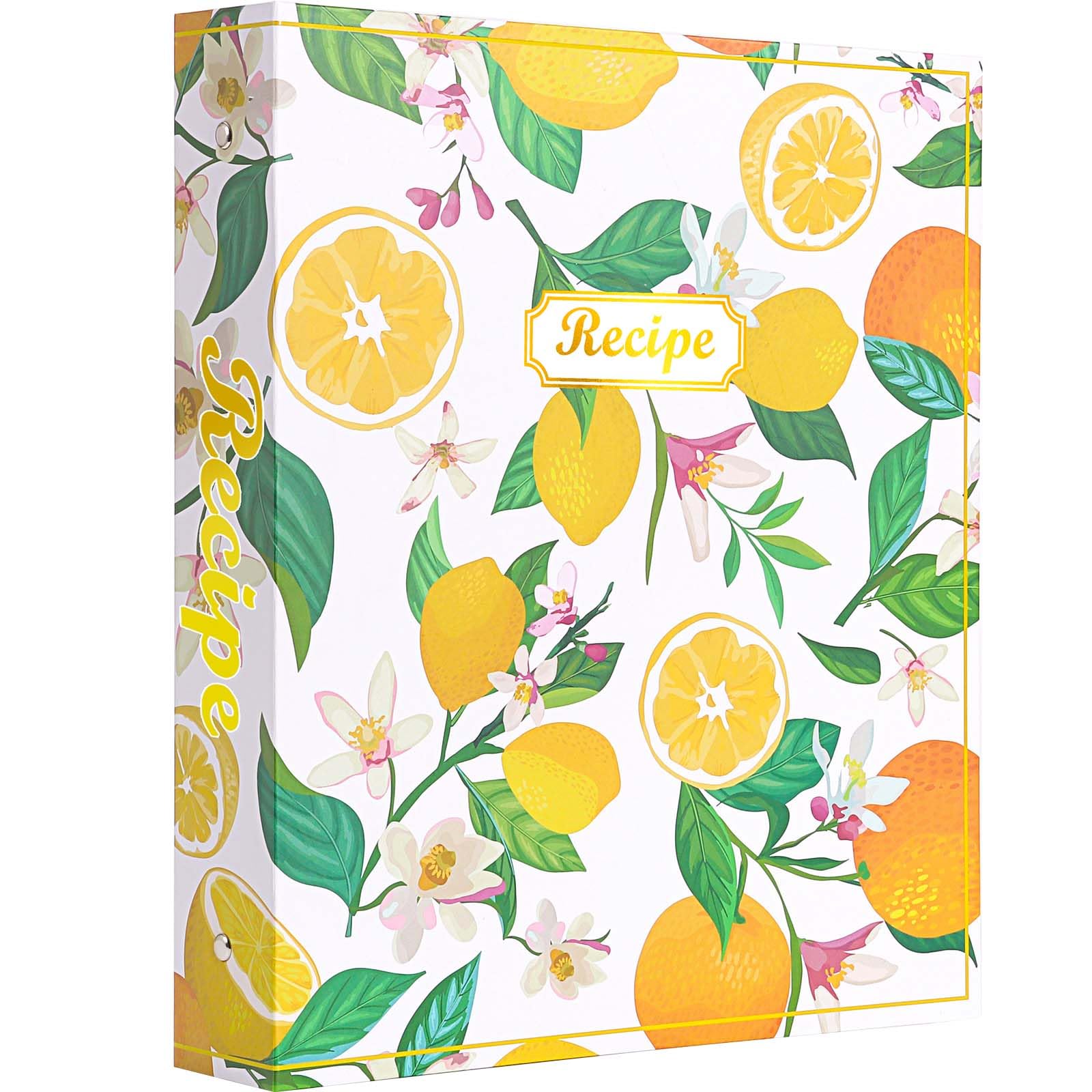Hihealer Recipe Book Binder -Mothers Day Gifts Large 3 Ring A4 Kit to Write in Your Own Recipes with Recipe Pages*115, Recipe Cards*60, Unique Gifts Christmas Gifts for Women Mom Grandma (Lemon)