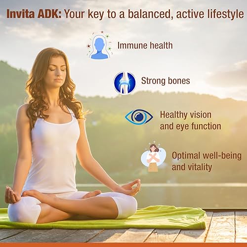 Miniatura 5 de INVITA ADK 10 Vitaminas de doble fuerza (10,000 iu) A1, D3 y K2 (como MK7)  Formulado por médicos para el apoyo óseo y del sistema inmunológico  Sin