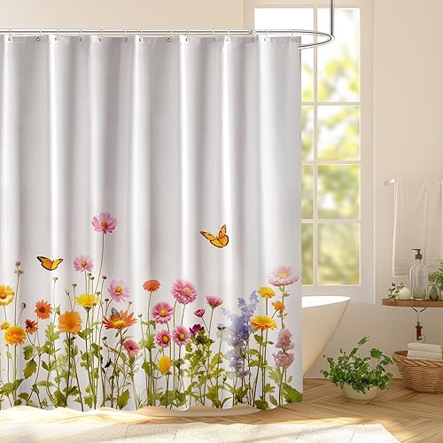 Miniatura 2 de ARICHOMY Cortina de ducha bohemia para baño, cortina de ducha moderna de mediados de siglo, 72 x 72 pulgadas, con 12 ganchos, impermeable, lavable,
