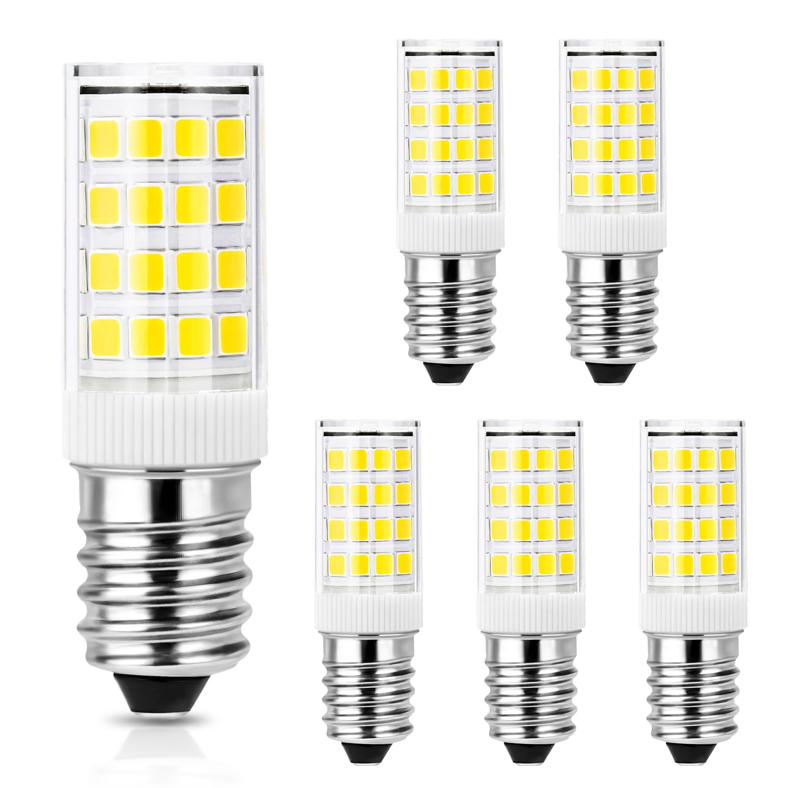 Tailcas Cold White E14 Led Bulb 4W Equivalent 40W E14 Cool White Led 6000K Small Edison Screw Ac 220-240V 400Lm Flicker-Free, Non-Dimmable, For Refrigerator, Cooker Hood, Chandeliers, Pack Of 6