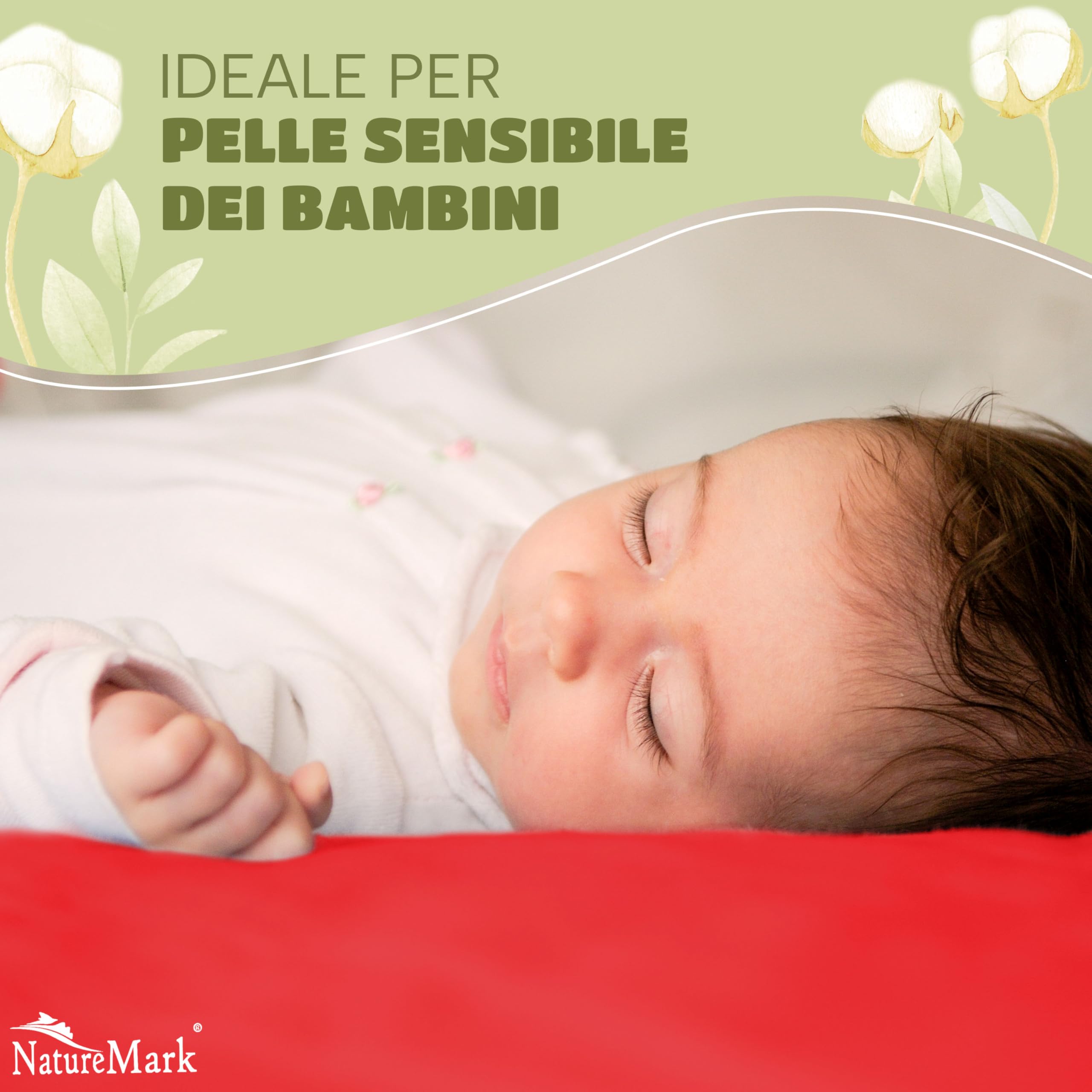 NatureMark Lenzuolo con angoli elasticizzati per bambini, 70 x 140 cm, morbido jersey, 100% cotone, set da 2 per culla e culla, rosso