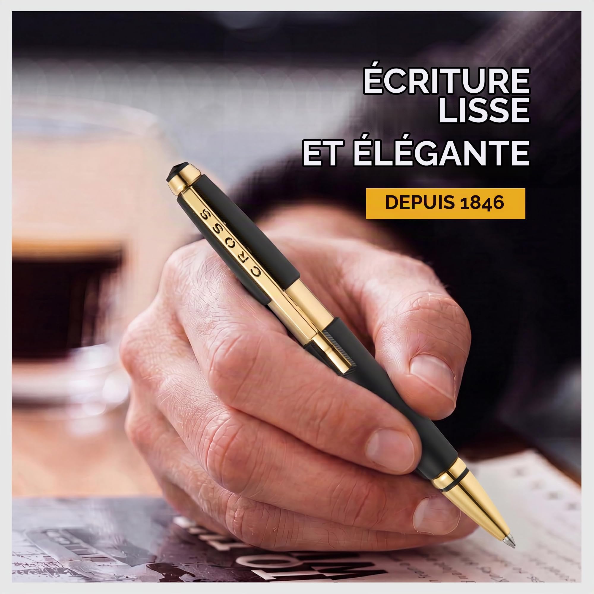 Cross Edge Stylo roller Selectip noir mat, pointe moyenne, encre noire