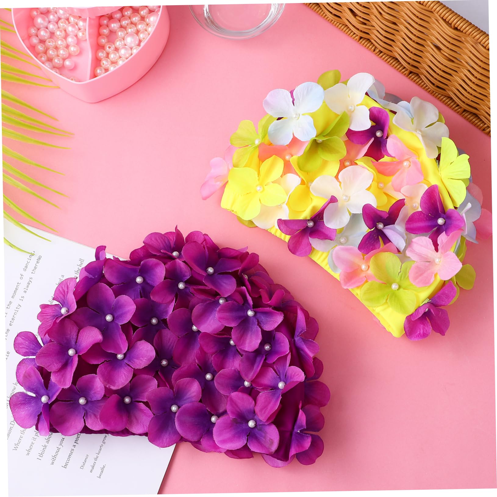 BESPORTBLE Gorro De Baño De Flores Gorros De Baño para Mujer Gorro De Baño De Pétalos Tapones para La Nariz para Nadar Sombreros Divertidos Tela De Nailon