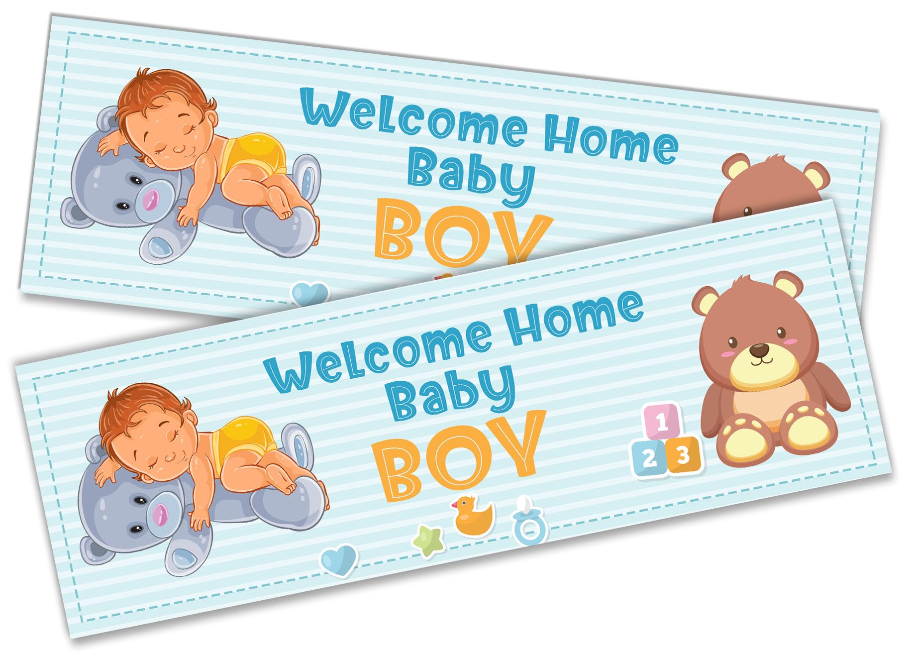 x2 Welcome Home Baby Boy Banner Baby Shower Homecoming Party Decoration 1
