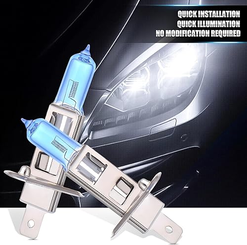 Miniatura 6 de Pack-2 Bombillas halógenas H1, bombillas de xenón para automóvil, luces de haz alto de 12 V 100 W, kit de repuesto de luces de automóvil, universal