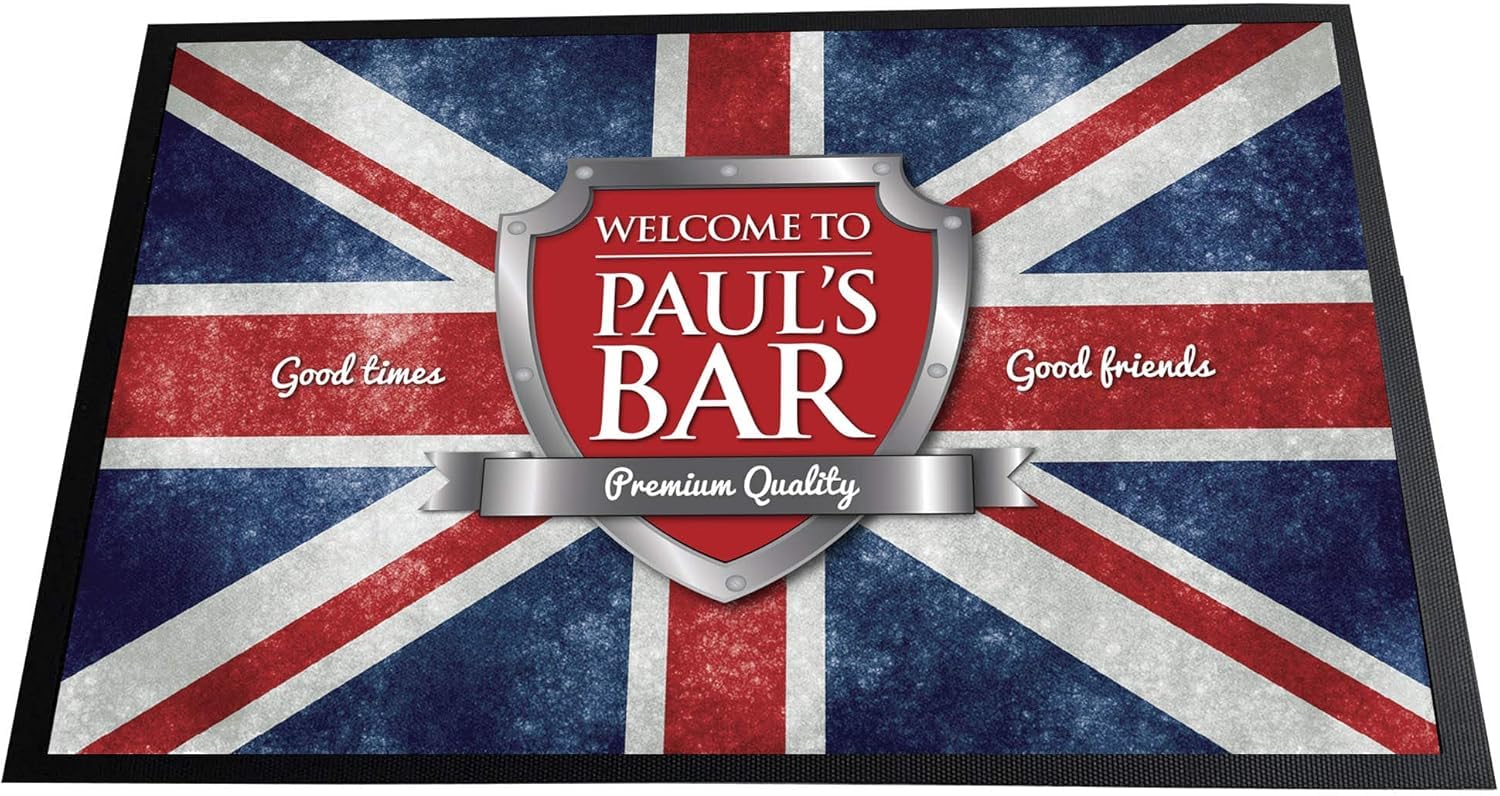 ARTYLICIOUS Paillasson personnalisé Union Jack fantaisie | Paillasson imprimé 75 x 50 cm, tapis d'intérieur antidérapant
