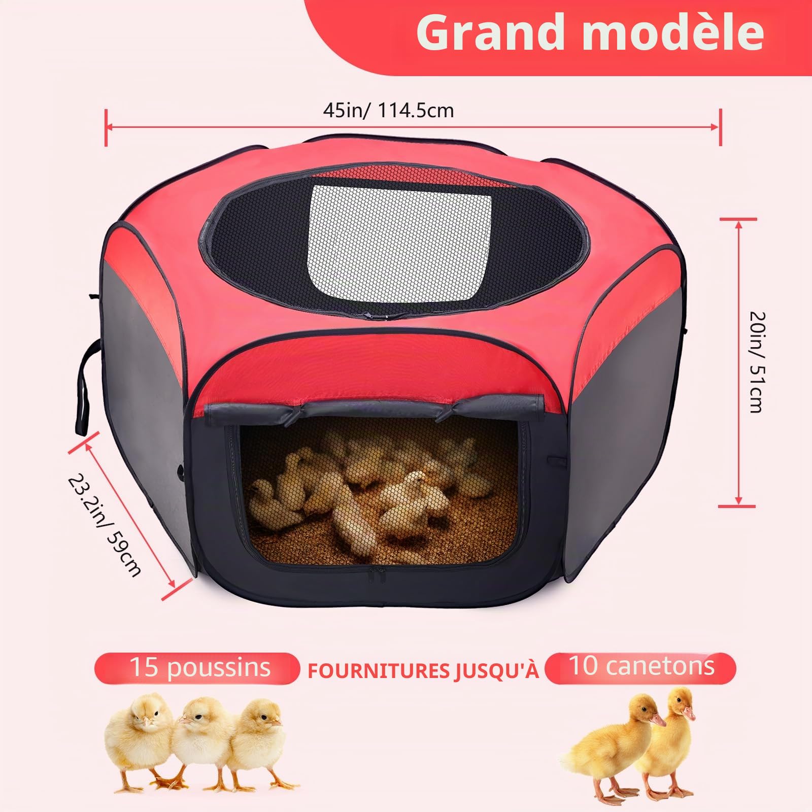Parc Enfant pour Petits Animaux, Enclos Extérieur pour Chien, Chat, Lapin, Furet, Cochon d'Inde, Oxford 420D Cages Pliable Parc avec Fermeture Éclair de Compagnie, Tente pour Bébé Poules