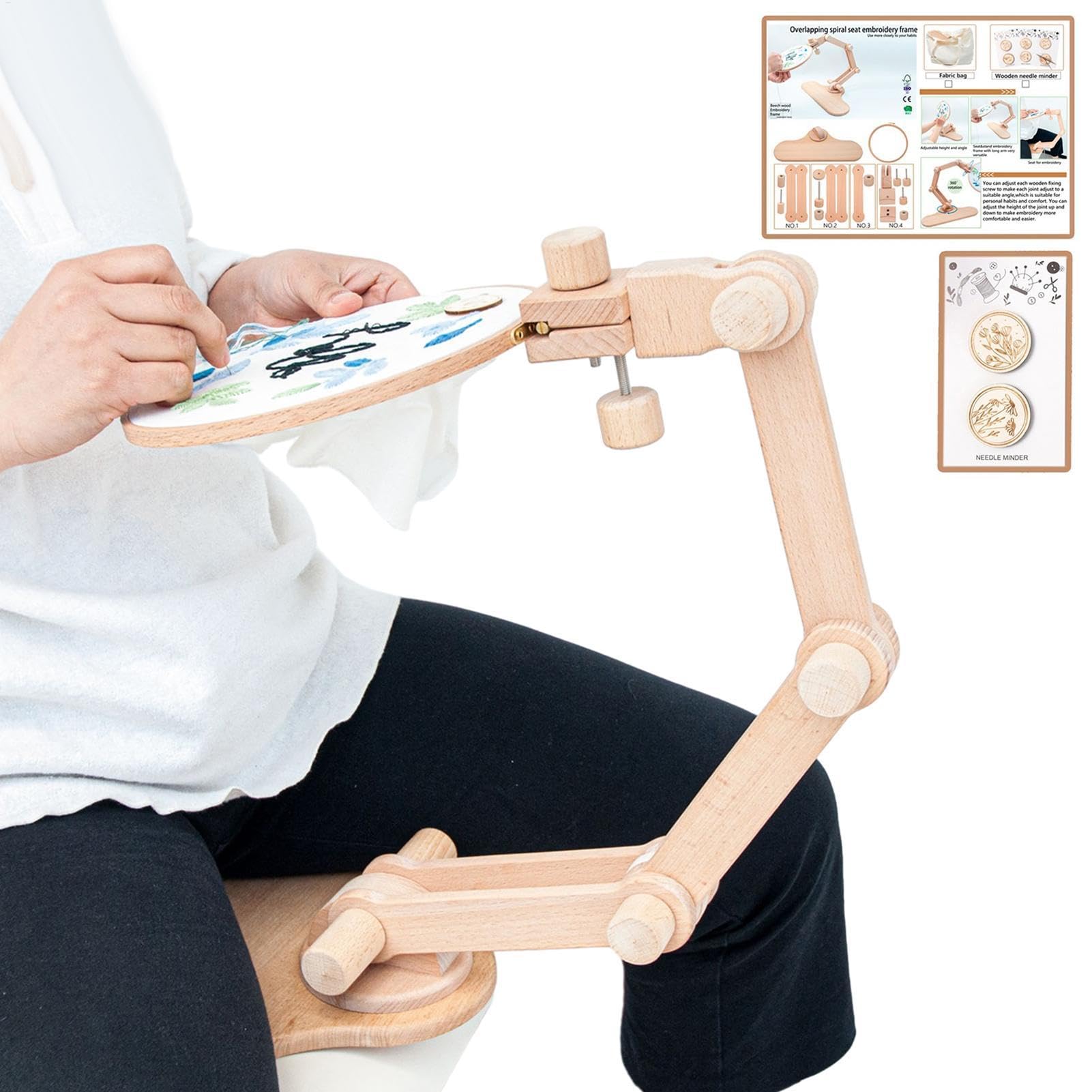 Soporte para bordado - Bastidor de bordado ajustable para manualidades - Soporte de bordado giratorio ajustable para costura arte costura costura