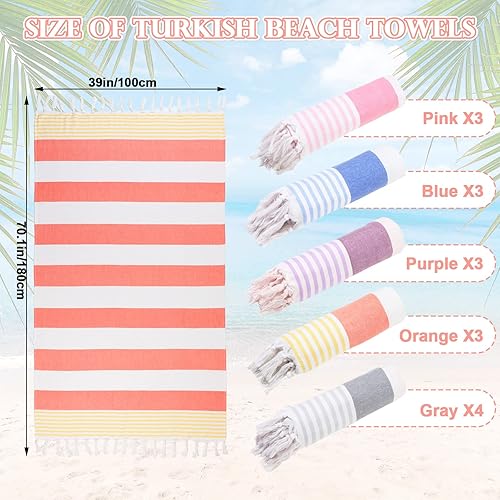 Miniatura 9 de 10 toallas de playa turcas de 39 x 71 pulgadas grandes toallas turcas de piscina de secado rápido sin arena toallas de viaje de algodón turco