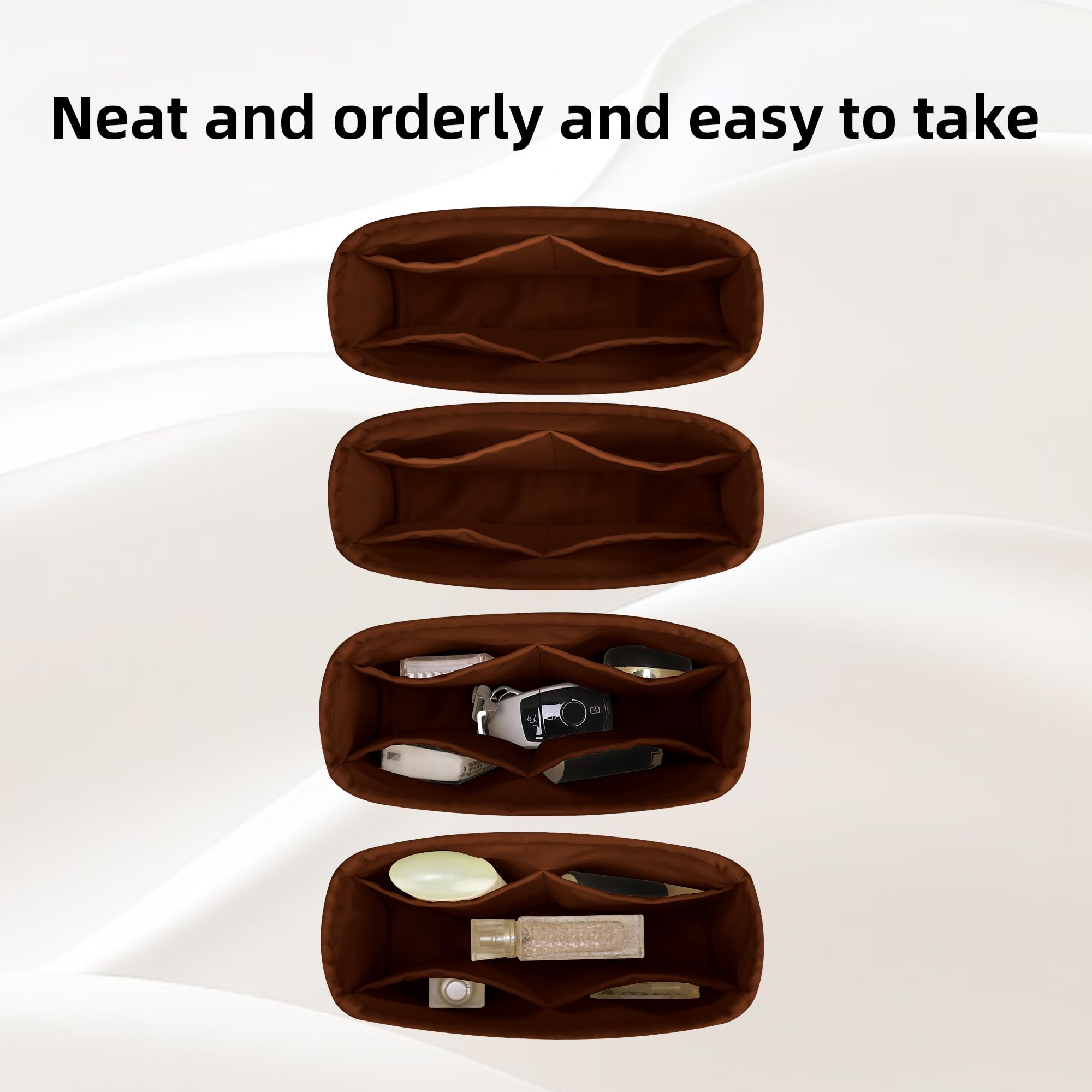 DGAZ borsa organizzatore in seta, 2 pezzi borsa organizer per Neonoe MM con scomparto, di peso leggero bag in bag organizer (Oro, Neonoe MM)
