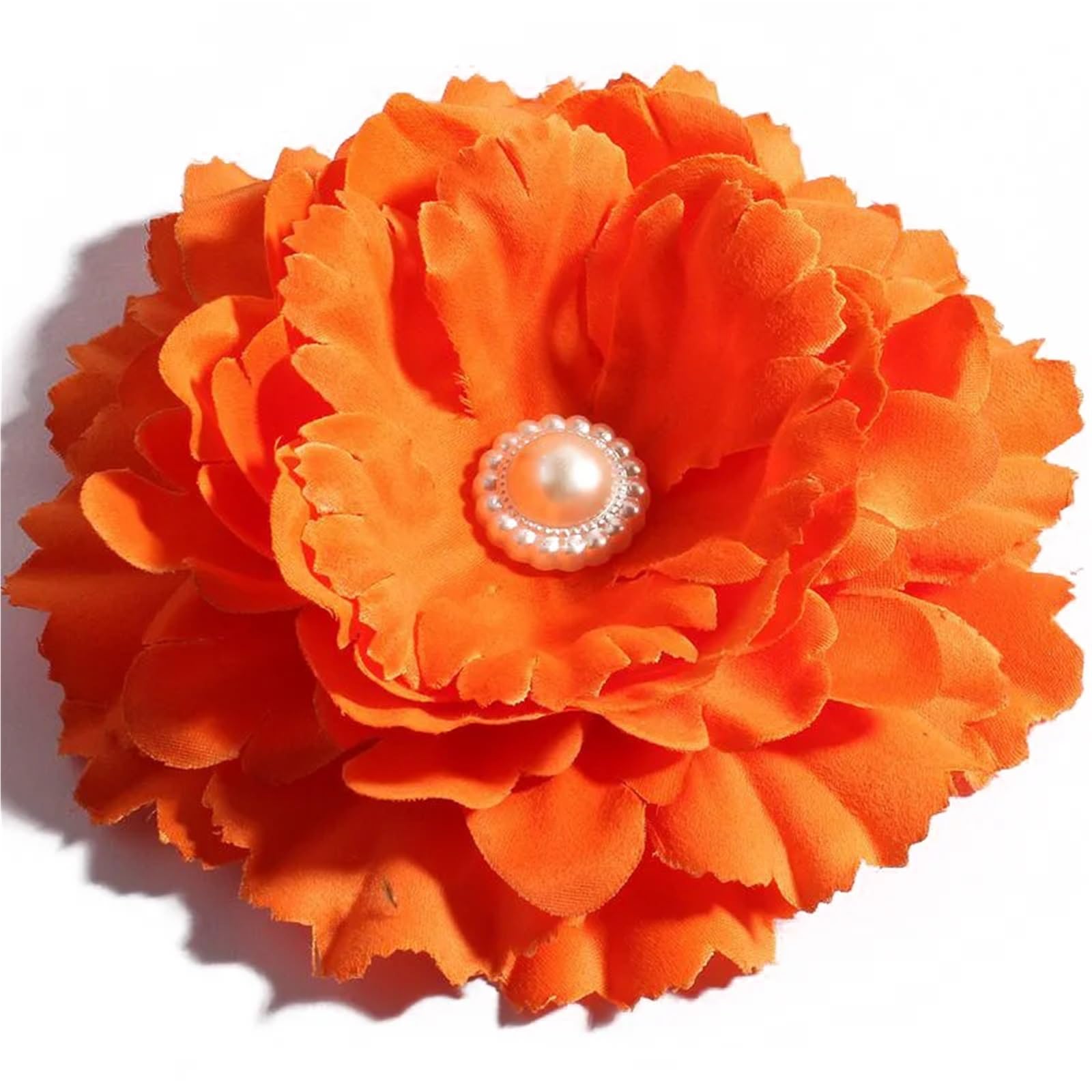 MDSRFGN Fabric Flowers 10pcs 11CM 20Colors DIY Shabby Artificial Shaped Fabric Hair Flowers With Pearl Buttons For Girl Headbands(Orange)
