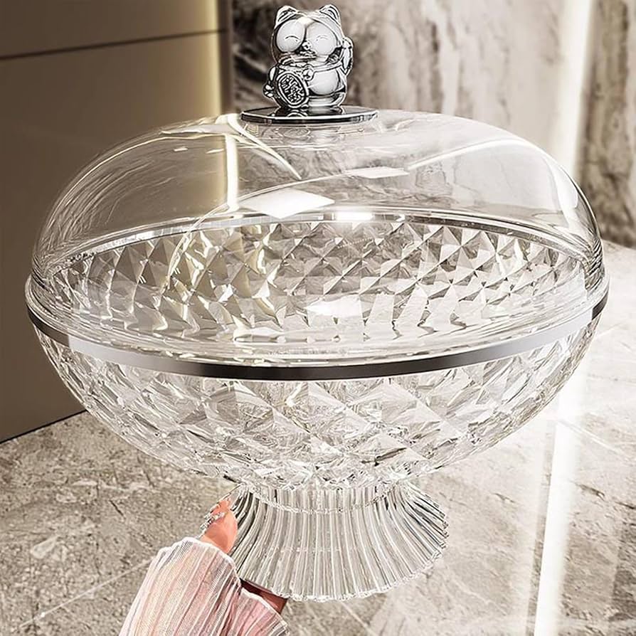 Xeiwagoo Fruit Bowl with Lid for Kitchen Counter, Pedestal Bowl