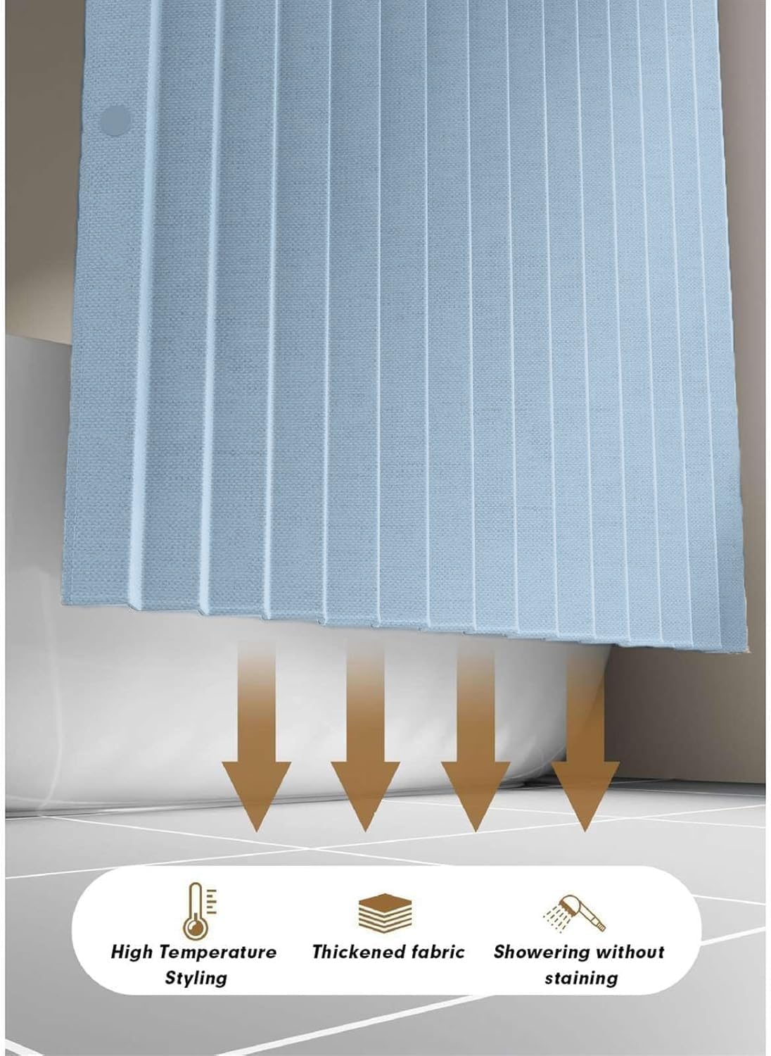 Custom Blackout Fabric Pleated Curtains for Sliding Doors, bedrooms, bathrooms and Temporary Doors.-Sky Blue- W140cmxH220cm