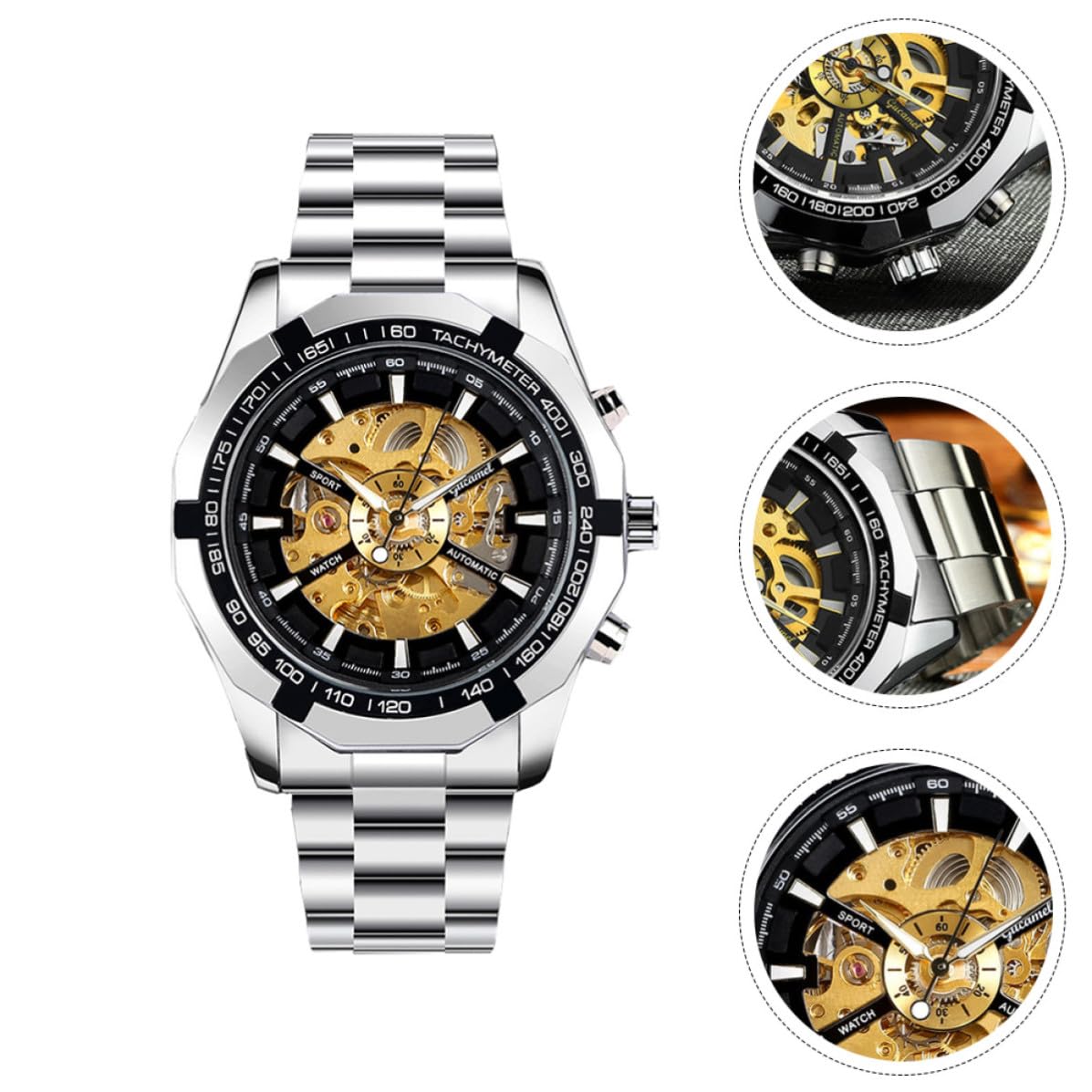 Genérico Reloj Mecánico Automático Luminoso para Hombre, Esqueleto | Aleación de Zinc, Gran Aguja y Resistencia al Agua, Estilo Negocio, para Asistir Ocasión