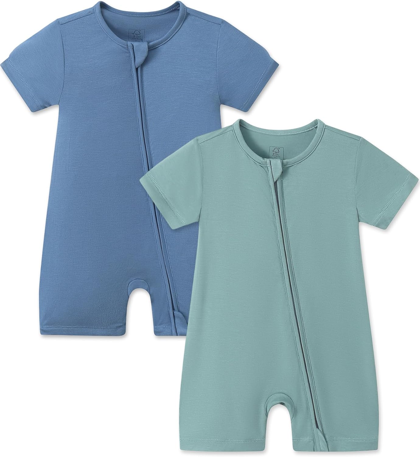 JunNeng Baby 2 Pack Rayon of Bamboo Romper Sleeper 2 Way Zipper Short Sleeve Jumpsuit Zipper Footless One-piece