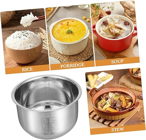 Miniatura 4 de Kichvoe Olla de arrocera interior antiadherente para arrocera, revestimiento interior de acero inoxidable, recipiente universal para cocinar arroz,