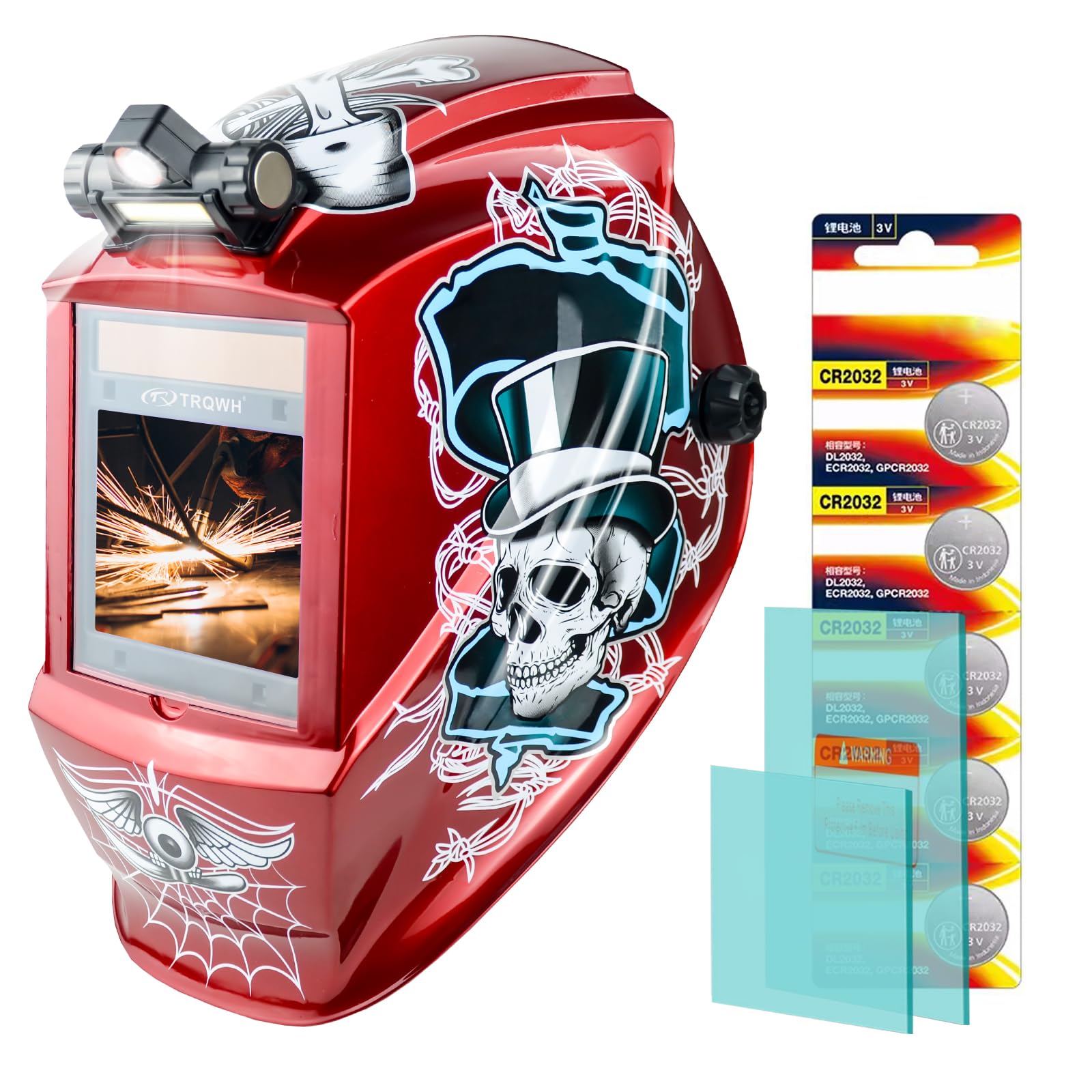 TRQWH Casco de soldadura con oscurecimiento automático, gran visualización, color real, con 4 sensores de arco ajustable, amplio rango de sombra 4~5-8/9-13, máscara de soldador para soldadura TIG MIG