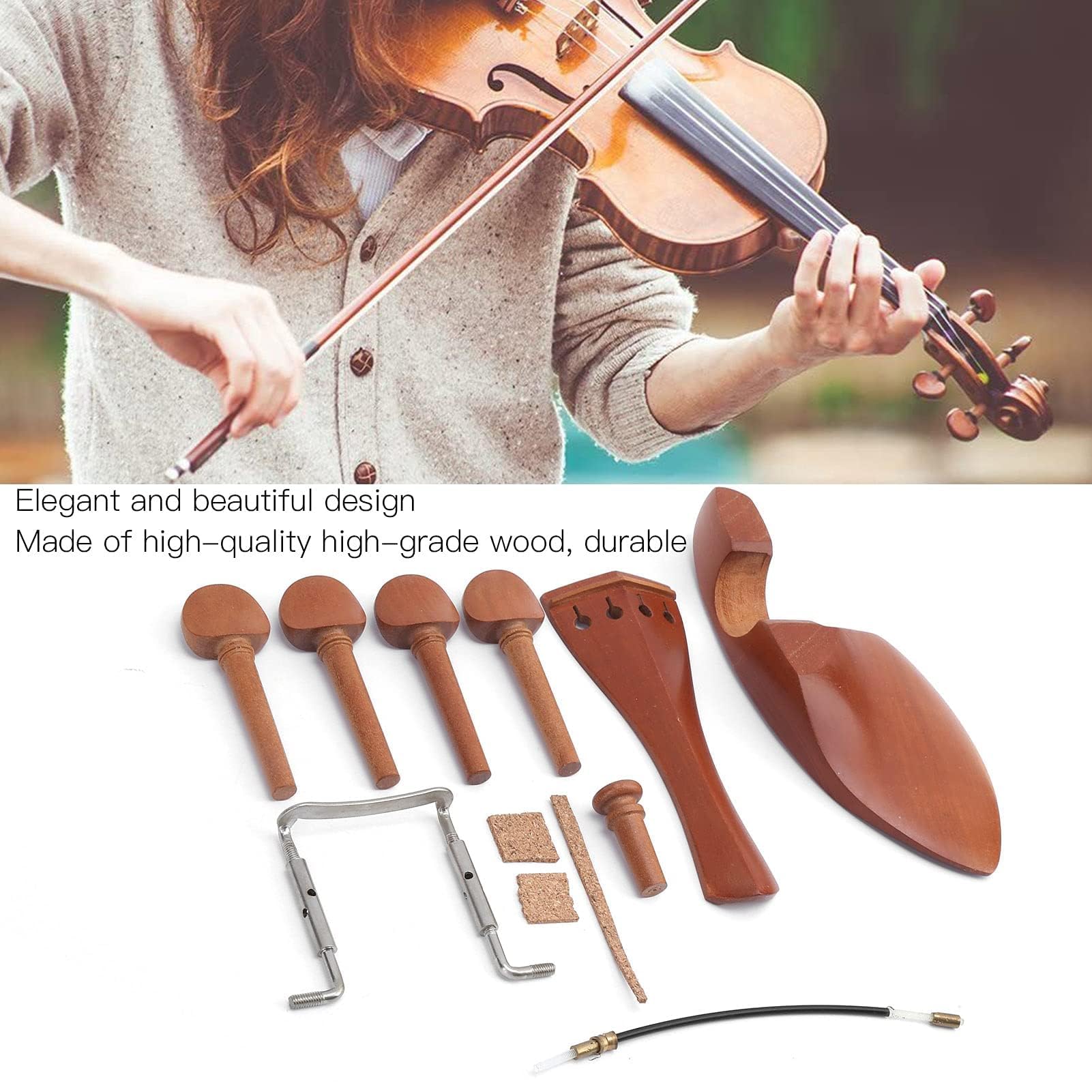 Un Set Di Accessori Per Violino In Ebano Cordiera Trafile 4 Pioli Parti Della Manopola Della Mentoniera 4/4 3/4 1/2 1/4 Accessori Per Violino (Size : 4/4 - Foto 7