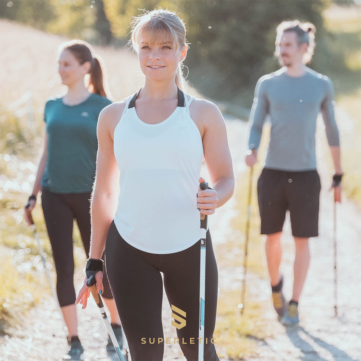 Bastones Senderismo Marcha Nordica Ajustables, Mujeres, Hombres, Trail Running y Trekking, Bastones Plegables para Caminar, Baston Extensible Fibra Carbono, Mango Corcho, Palos Senderismo