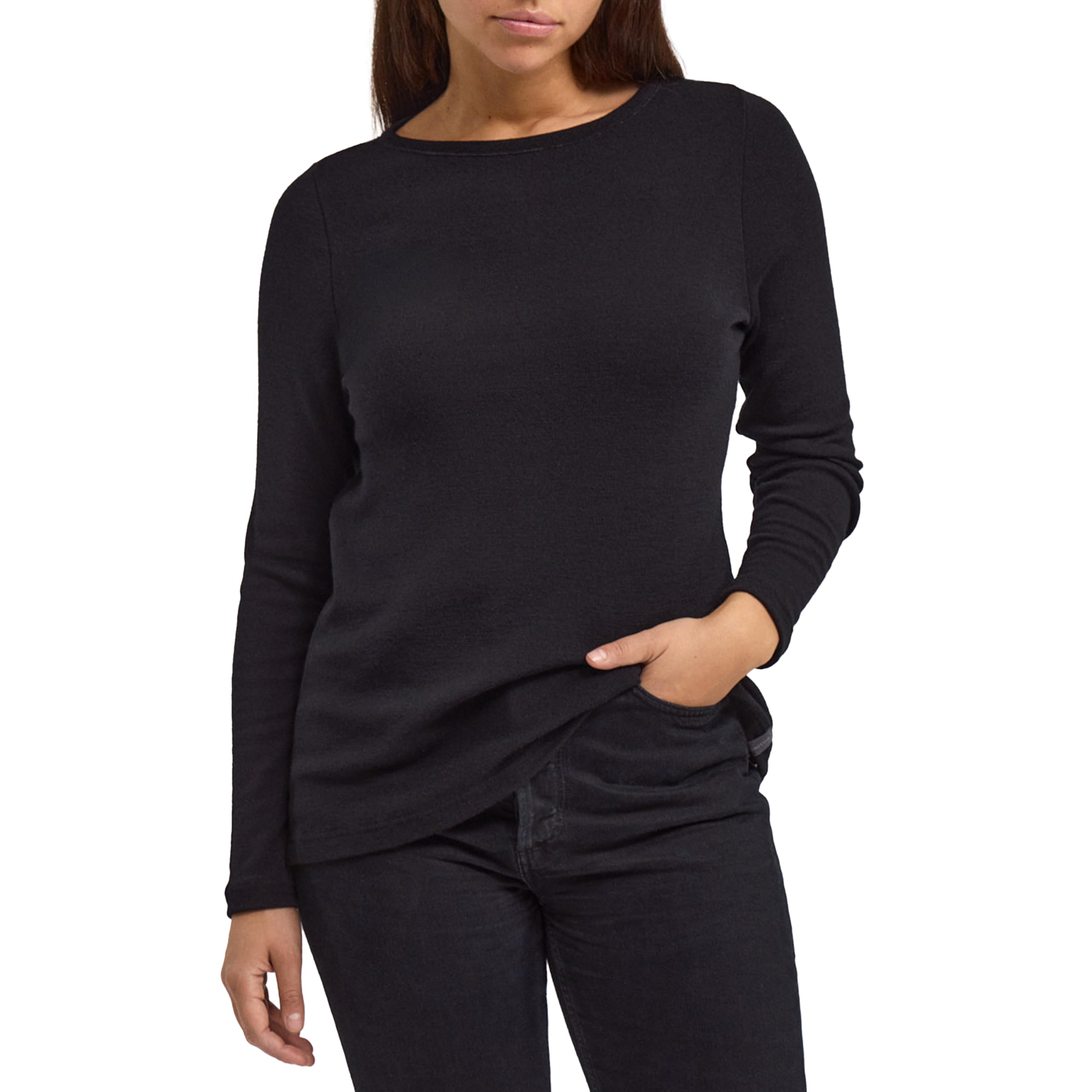 DILLING Women’s Merino Wool Long Sleeve top - Black 10