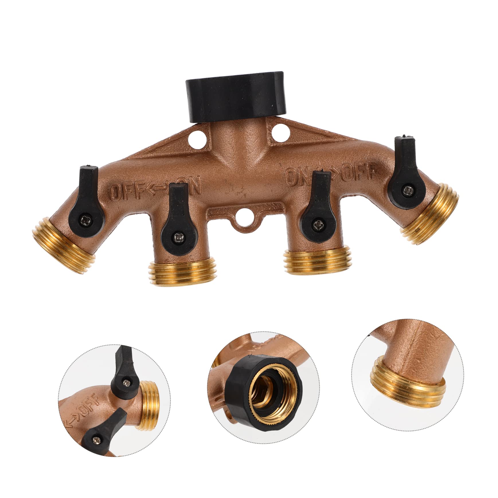 Sdoppiatore per Rubinetto in Ottone A 4 Vie Valvole di Intercettazione per Controllare Flusso Adattatore per Tubo da Giardino Connettore Facile da Ruotare