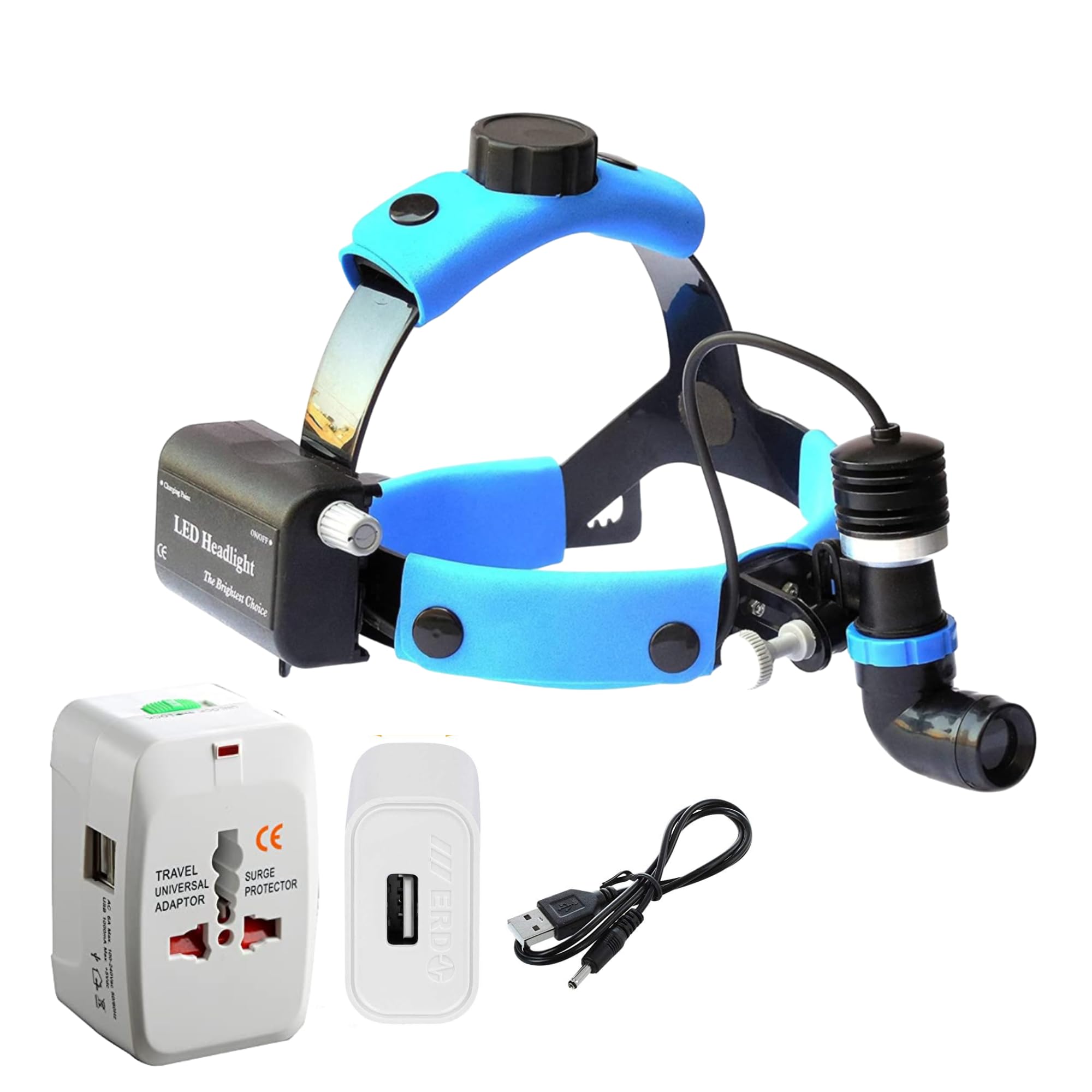 Generic 10W LED Surgical Headlight with Adjustable Focus, Blue & White, Battery Powered