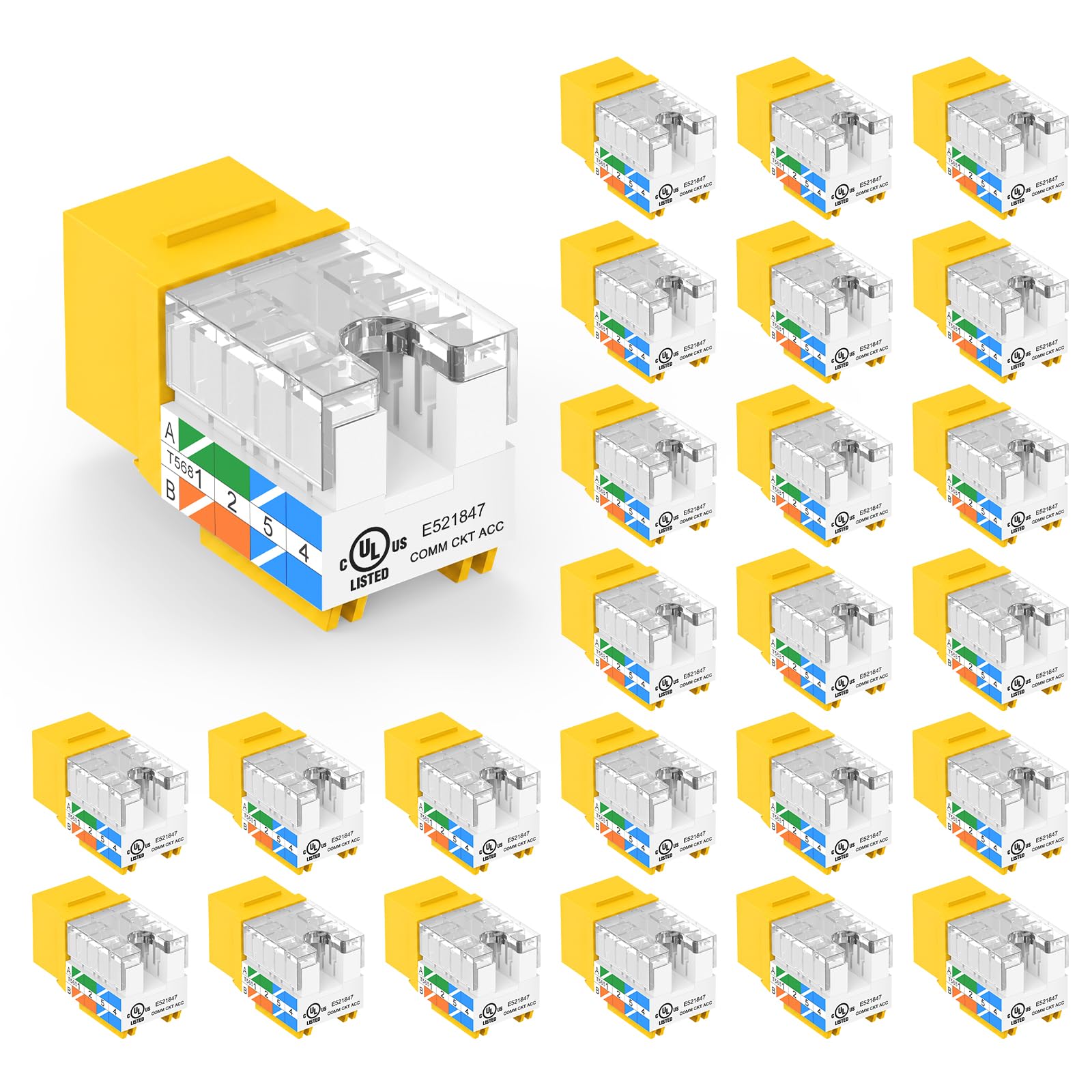 VCE UL Listed Cat6 Keystone Jacks 10Gbps 25-Pack, Blue — Amazon image 10
