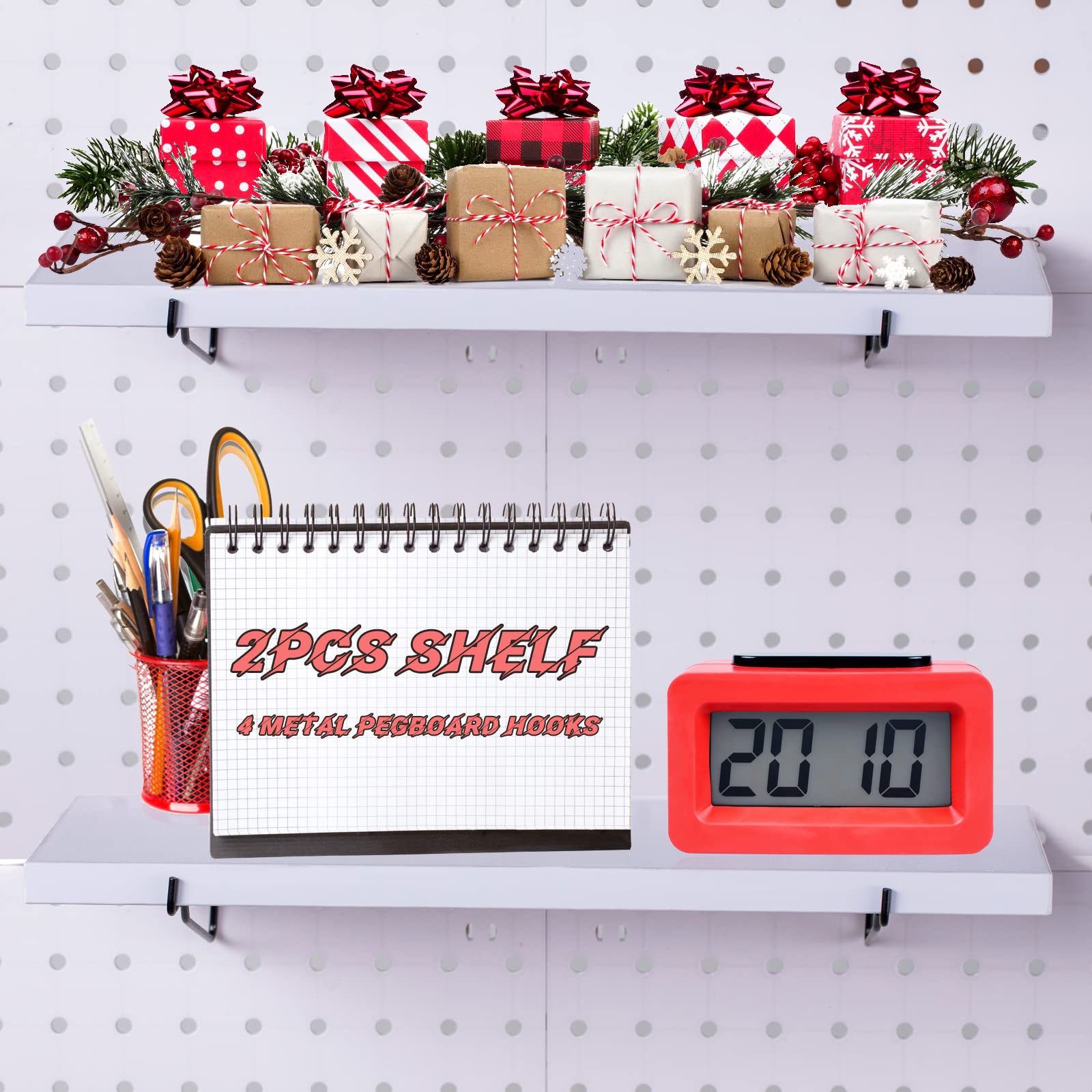 Buy Pegboard Shelf Set, Pegboard Shelf Brackets Hooks, 2 Extra Heavy