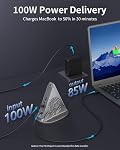 USB C Hub, 8 en 1 station d'accueil pour ordinateur portable verticale, USB C HUB pour Ordinateur portable avec 4K HDMI, 100W Charge d'énergie, 5Gbps Type C 3.0, 3xUSB A 3.0 & RGB Éclairage SD/TF Fente pour MacBook Air/Pro, iPad, iPhone 17