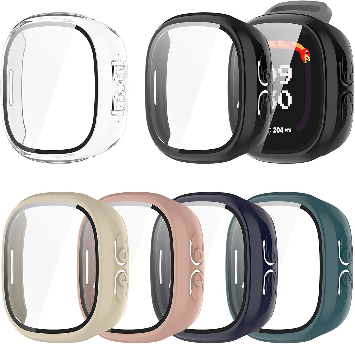 Compatible with Fitbit Ace LTE Case Cover, Screen Protector Tempered Glass Film PC Protective Case for Fitbit Google Ace LTE Smartwatch (6-Pack)