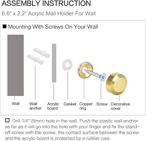 Miniatura 7 de Acrylic Mail Holder for Wall Clear Hanging 6.6x2.2 Inch Mail Organizer Wall Mounted File Holder