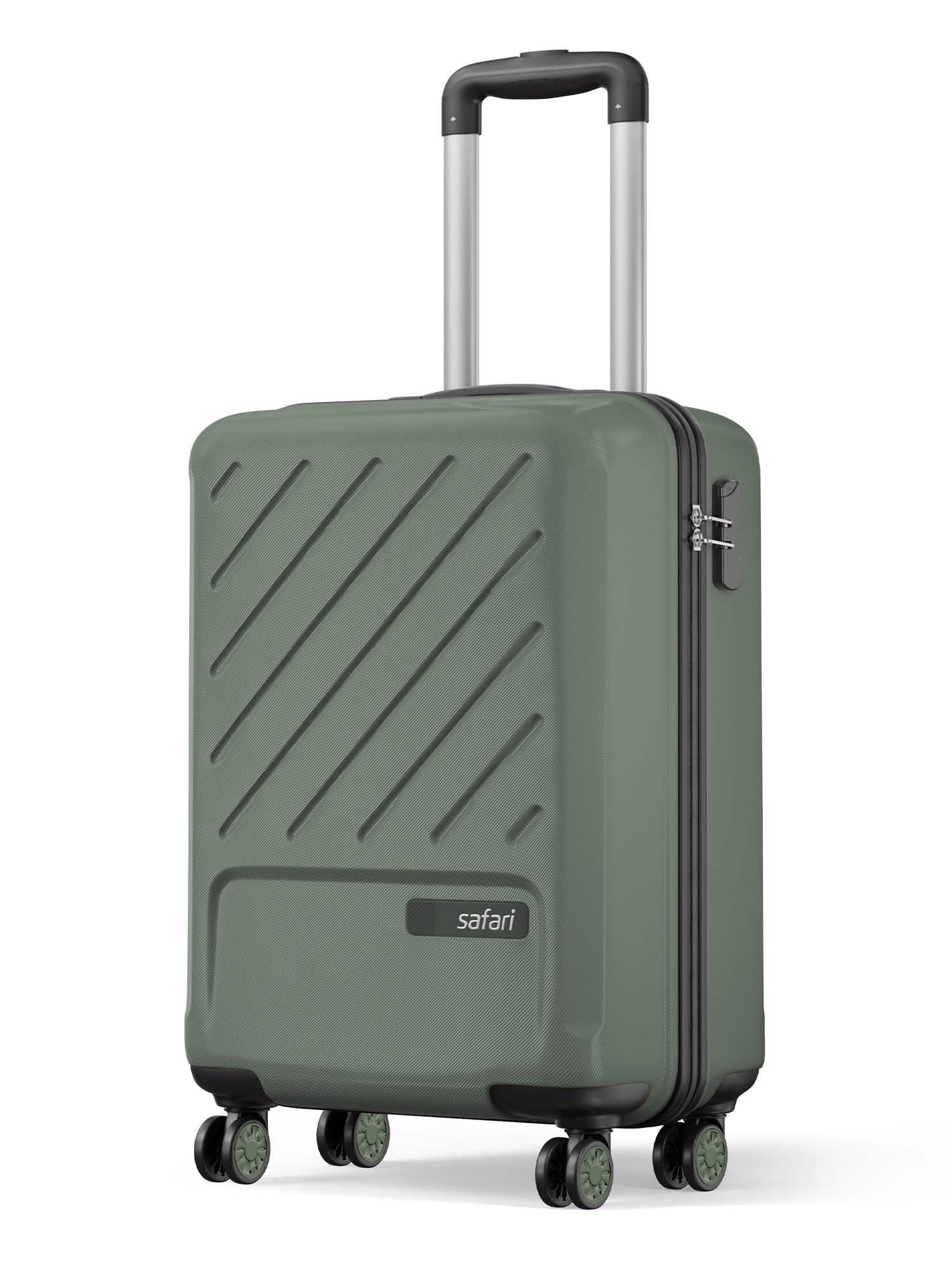 Safari Cabin Symphony 56cm Trolley Bag Hard Case Polypropylene, 8 Spinner Wheels, 360 Degree Wheeling Carry on Luggage, Travel Bag, Suitcase for Travel, Trolley Bags for Travel, Thyme Green