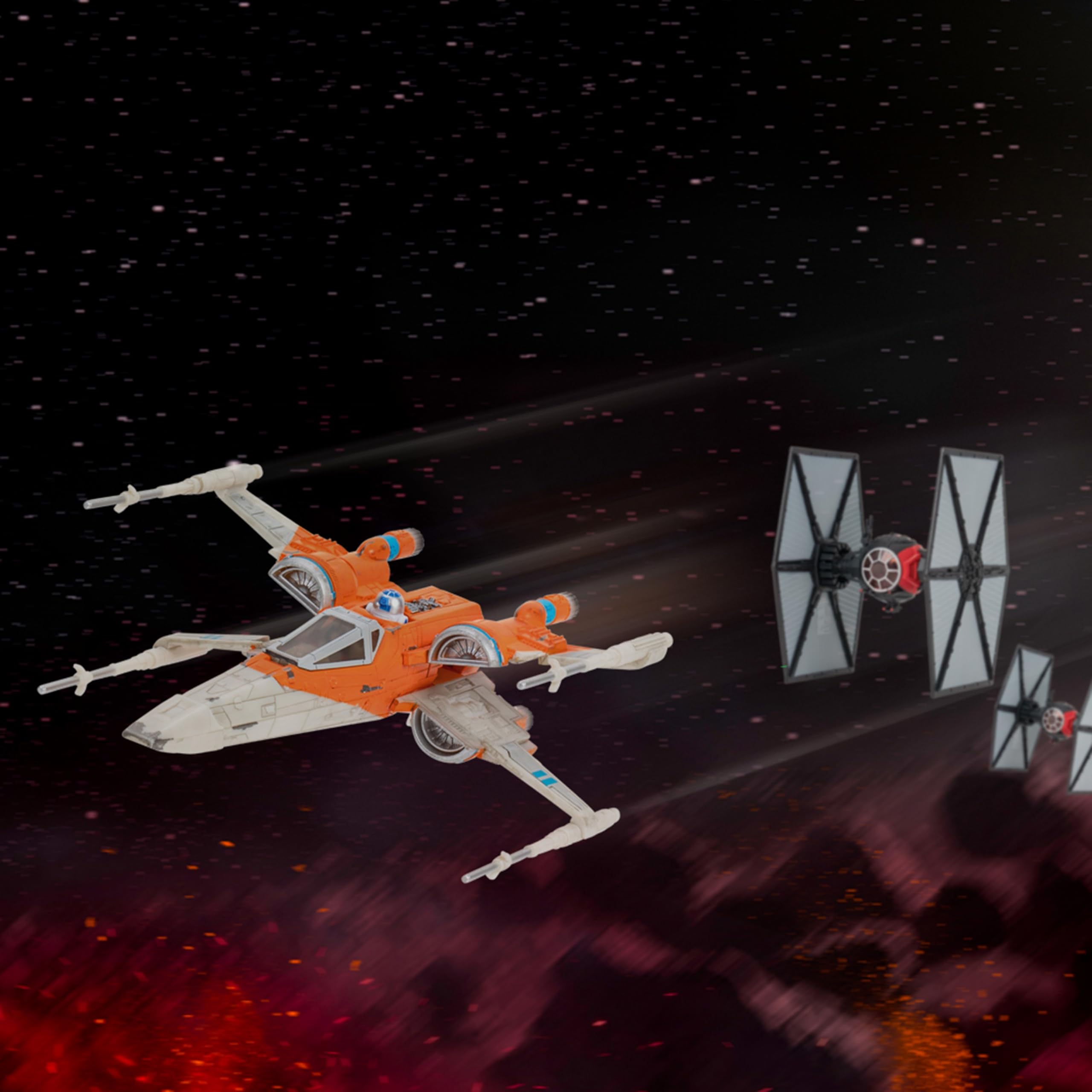 Bizak Star Wars Galaxy Squadron Schiff T70 Xwing Orange Medium, Maßstab 12 cm mit 1 Figur, offizielles Lizenzprodukt, für Sammler der Saga Fans (62610330)