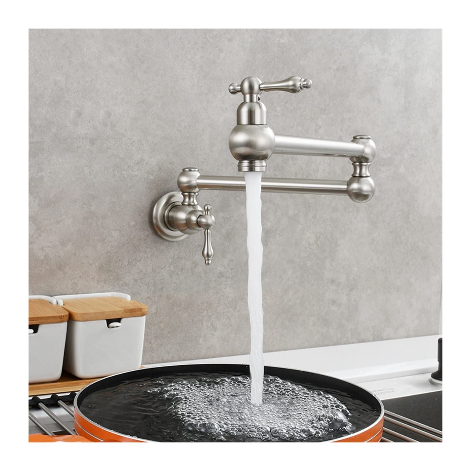 Wypełniacz do garnków do montażu na ścianie Pojedynczy w ścianie Kromka z wodą piec kuchenny można rozciągnąć i wydłużony bateria washbasin antyczne(Brushed)
