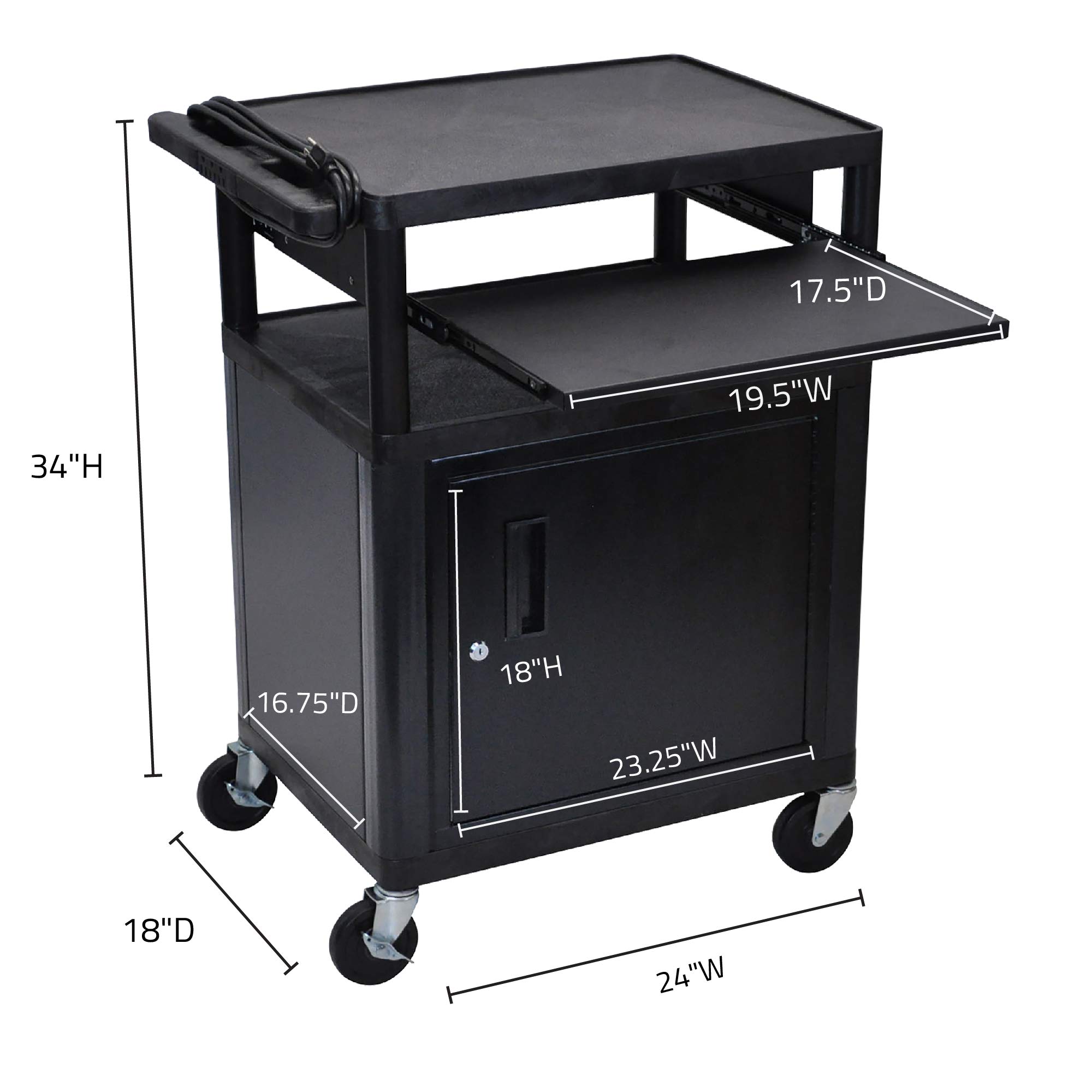 Amazon.com: LUXOR LP34CLE-B AV Cart - 3 Shelves Cabinet Front
