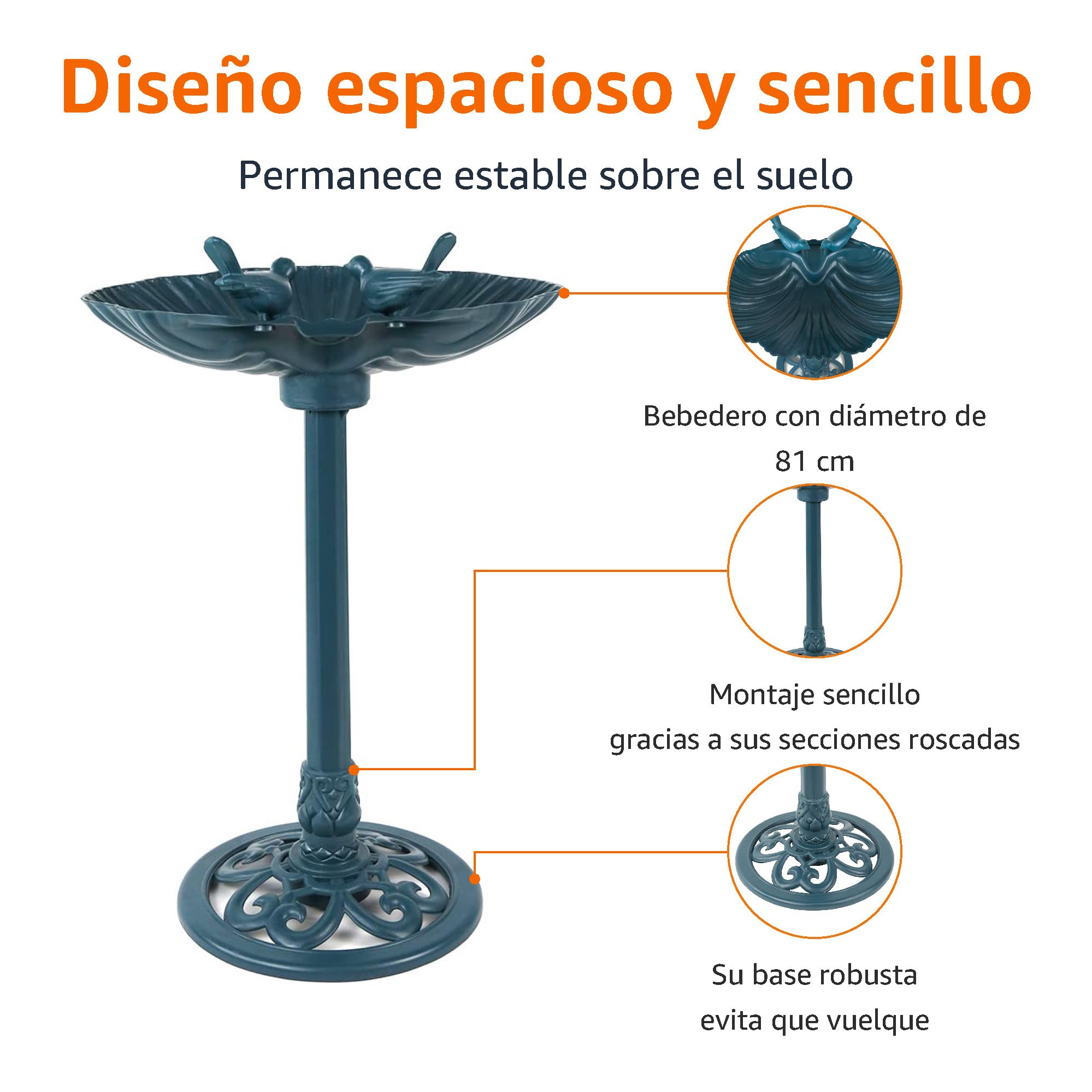 Amazon Basics - Baño para pájaros, 81 cm, verde
