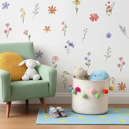 Miniatura 4 de QUCHENG Calcomanías de pared de animales, decoración de pared de mariposa bohemia para niñas, calcomanías extraíbles para niños, calcomanías de