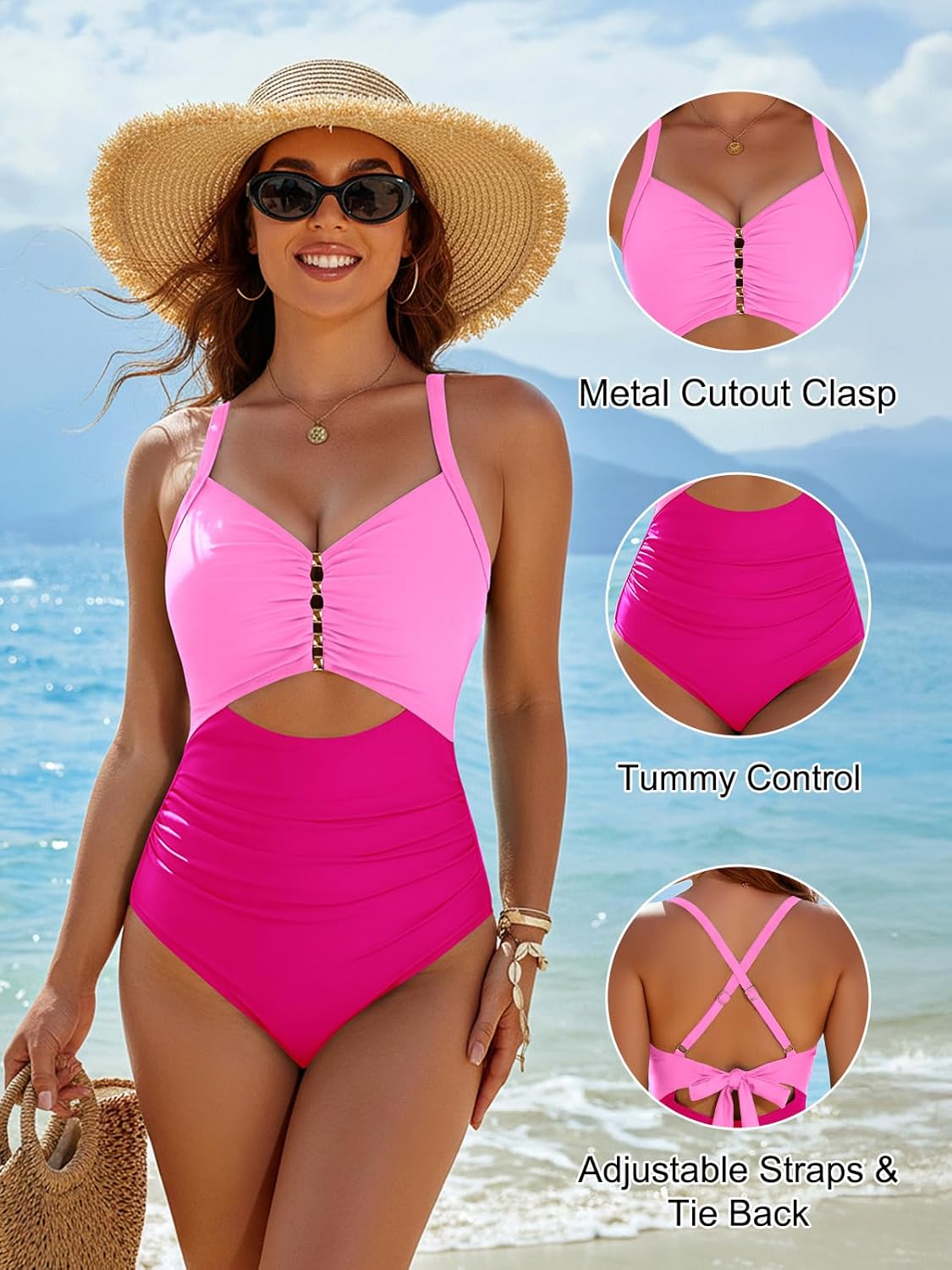 Blooming Jelly Womens One Piece Metal Cut Out Swimsuit Tummy Control Ruched Bathing Suit Full Coverage Slimming Swimwear 2026 - Image 4