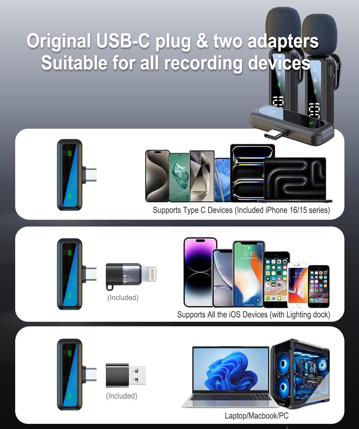 Micro Cravate Sans Fil - Microphone Sans Fil à pince compatible iPhone/Android/Ordinateur, Mini Micro avec suppression du bruit, compatible streaming en direct, vlogging, YouTube, TikTok et interviews