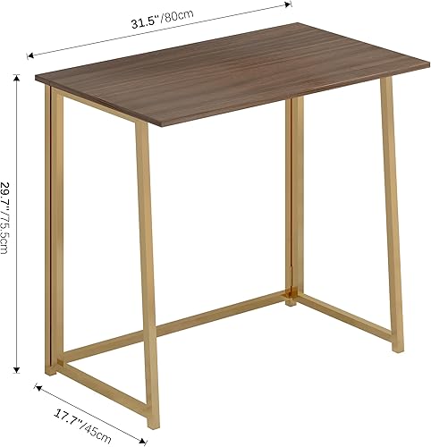 Miniatura 37 de 4NM Escritorio plegable pequeño de 31.6 pulgadas, escritorio plegable de oficina en casa, mesa de estudio para dormitorio pequeño que ahorra natural